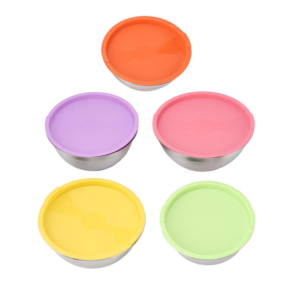 5 шт. миски для смешивания с крышками для кухни из нержавеющей стали, цветные вложенные миски для смешивания для выпечки