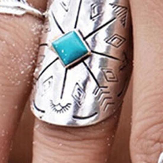 9 шт./компл. набор женских колец в форме цветка кактуса неправильной формы, искусственная бирюза, полированная