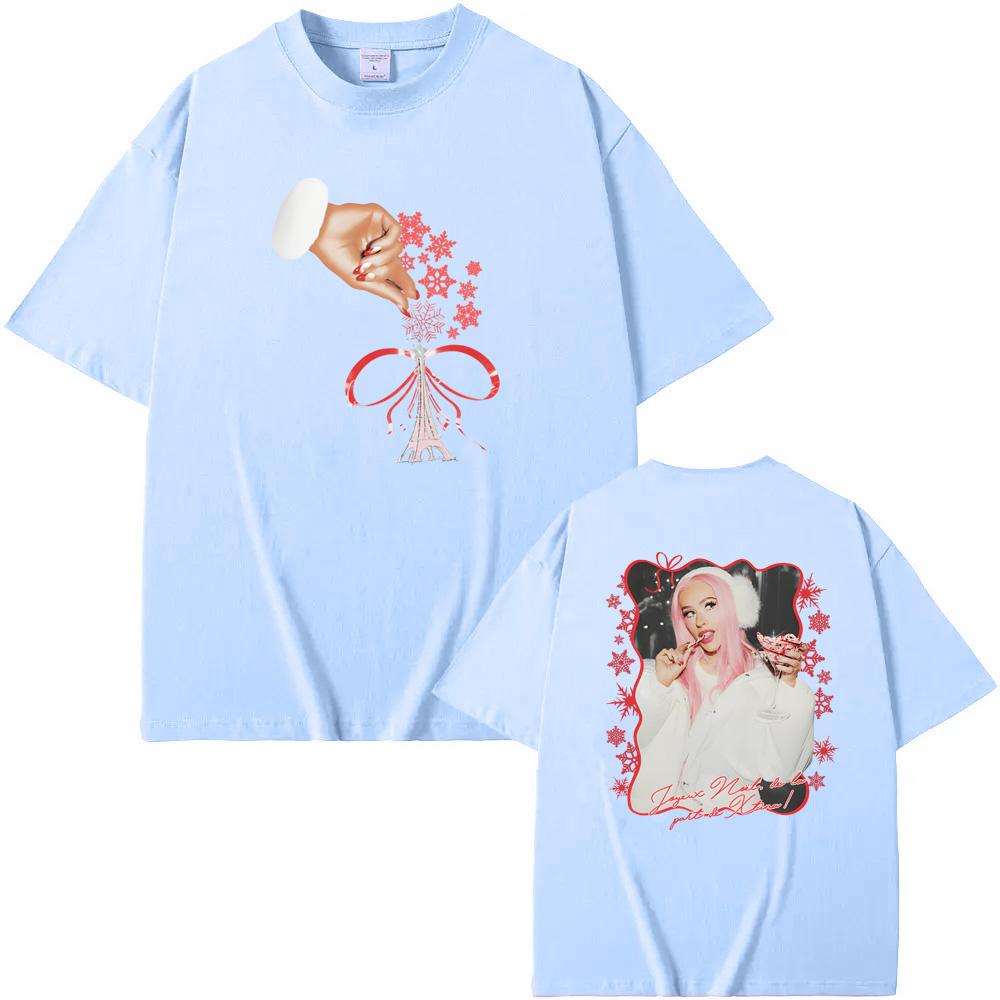 Рождество в Париже Графическая футболка Летняя Повседневная Кристина Агилера Высококачественная футболка Хлопок С круглым вырезом Топы
