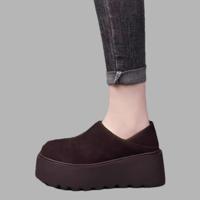 Женские замшевые зимние ботинки на платформе, туфли на плоской подошве, женская мода 2025 года, зимние удобные прогулочные новые ботильоны для мотоциклистов Mujer Botas