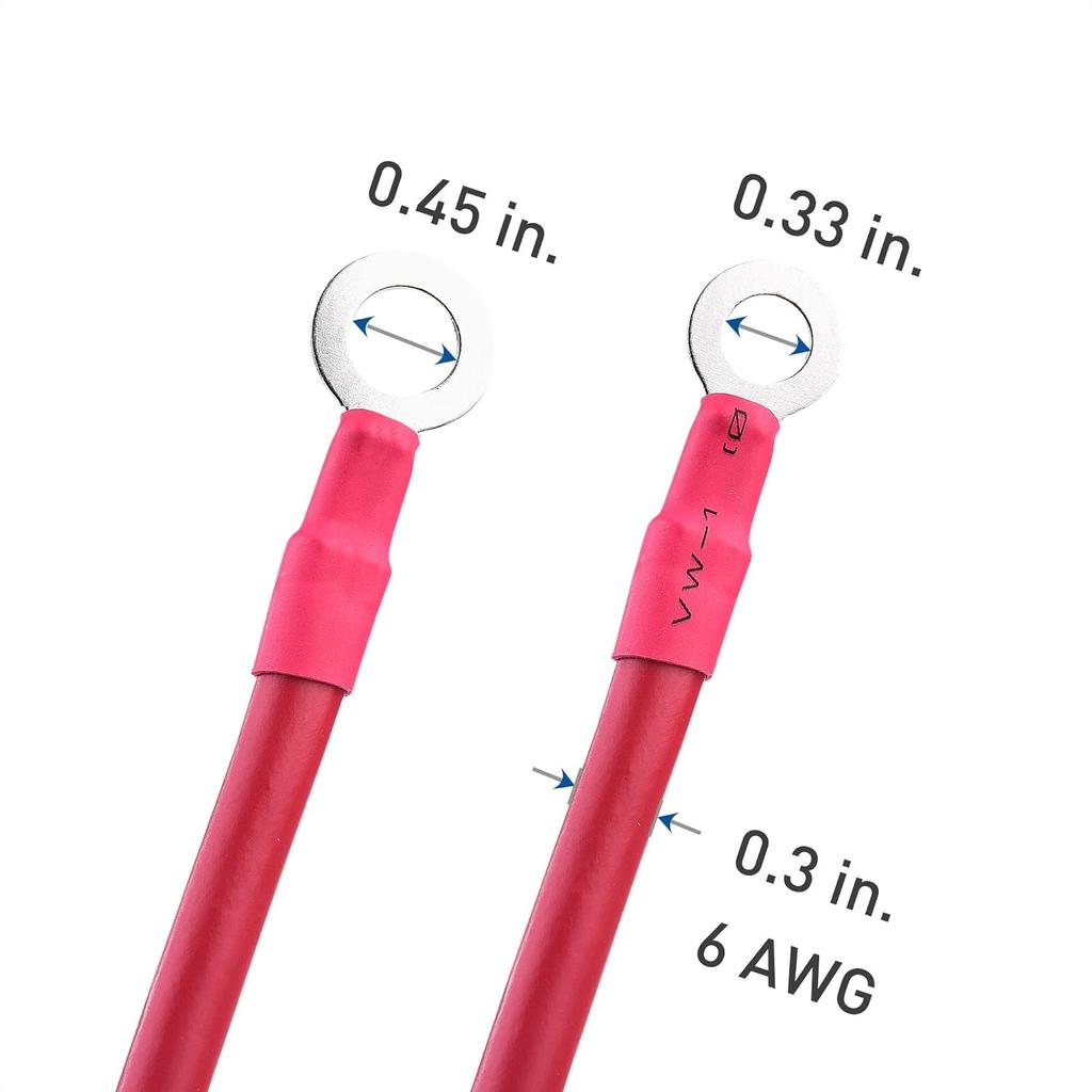 Cable Matters 6 Gauge Battery Cable Inverter Power Cable with Oxygen-Free Copper 2 Feet - Black + Red 2 Piece Set