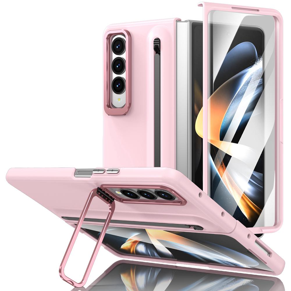 KEYSION С чехлом для сенсорной ручки для Samsung Galaxy Z Fold 4 3 5G, жестким чехлом для телефона с подставкой из ПК и защитой экрана из закаленного стекла
