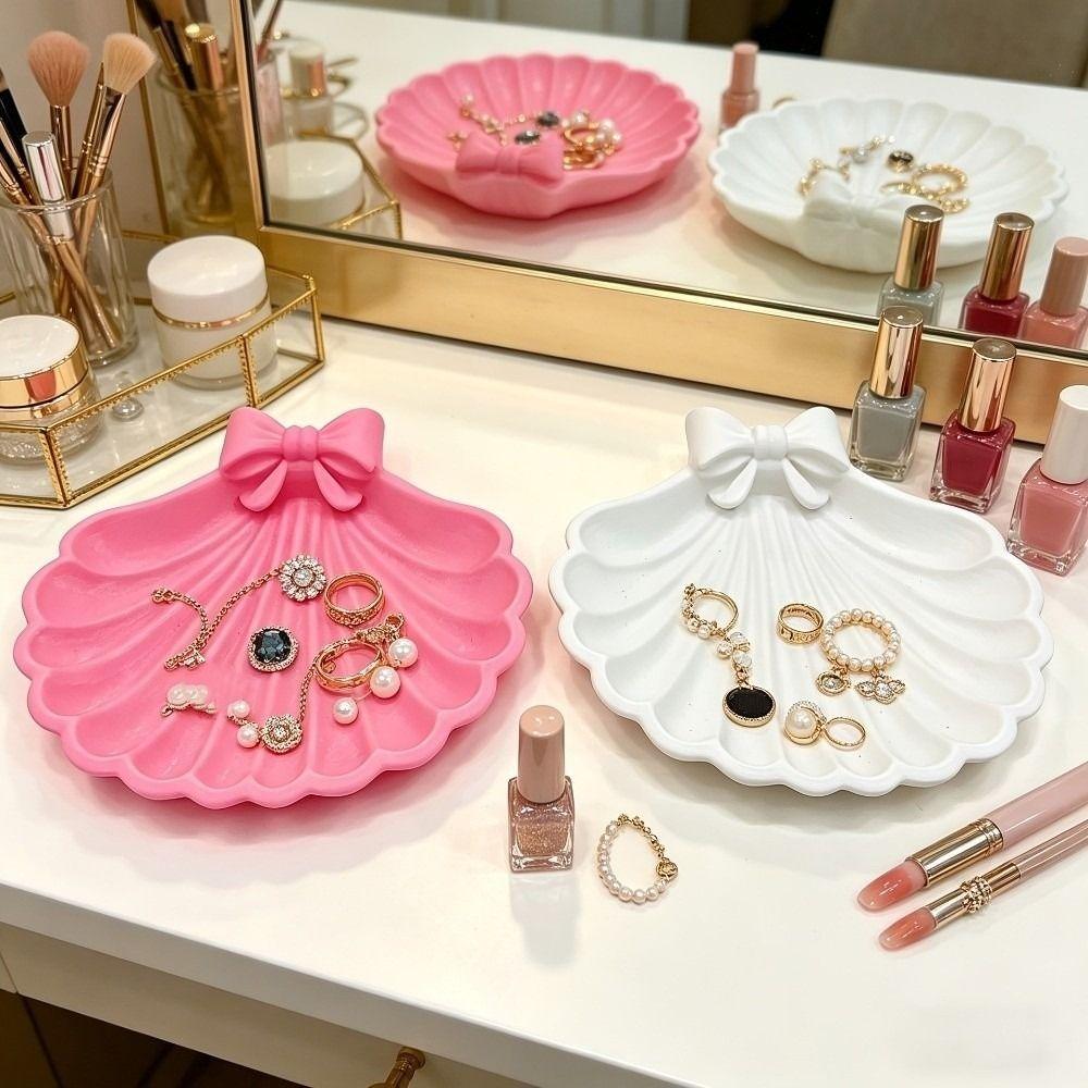 Love Heart Shell Shape Bow Jewelry Tray 3D Printed Jewelry Storage Box Office Supplies