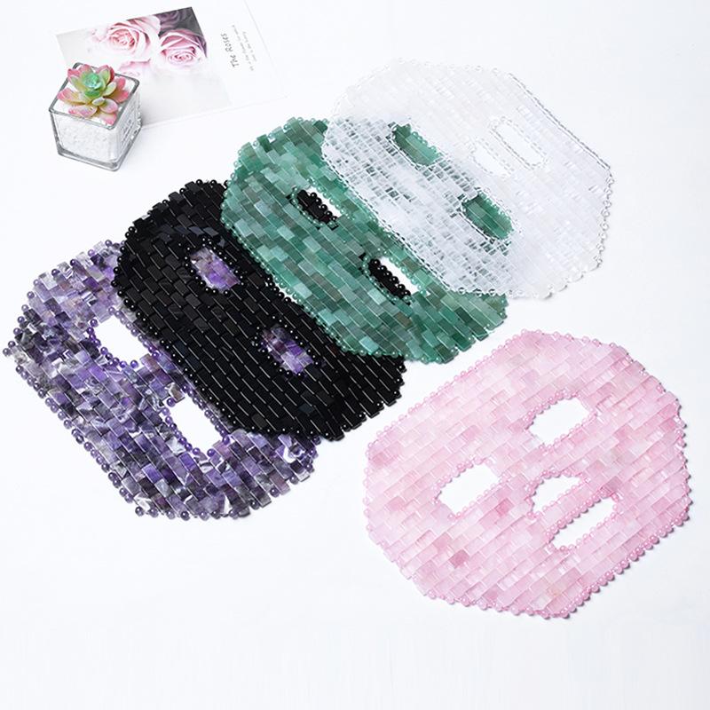 Cooling Natural Rose Quartz Sleep Mask Jade Massager Stone SPA Face Massage Anti Aging Amethyst Facial Skin Beauty Cold CareTool