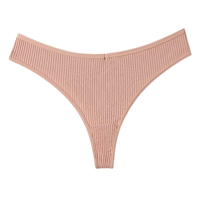 Low Waist Plus Size Solid Color Panties Breathable Sports Triangle Women’s Thong Panties