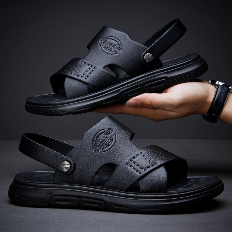 Мужские сандалии от производителя 2025 года, летние, новые, с мягкой подошвой, нескользящие, для вождения, двойного назначения, повседневные, пляжные тапочки