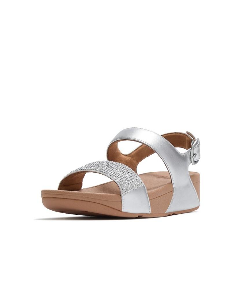 Женские сандалии Fitflop Lulu с кристаллами и ремешком на пятке - Steeled Silver (Ft64K2S102)