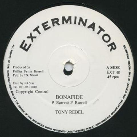 12-дюймовая пластинка TONY REBEL / NADINE SUTHERLAND - Bonafide / Quiet Time EXT48 Xterminator 1998 Великобритания Регги, Ска и Даб