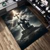 1pc Templar‑Knight‑Cross Print Area Rug, Washable Durable Floor Mat for Entryway, Office, Living Room, Bedroom, Gaming Area