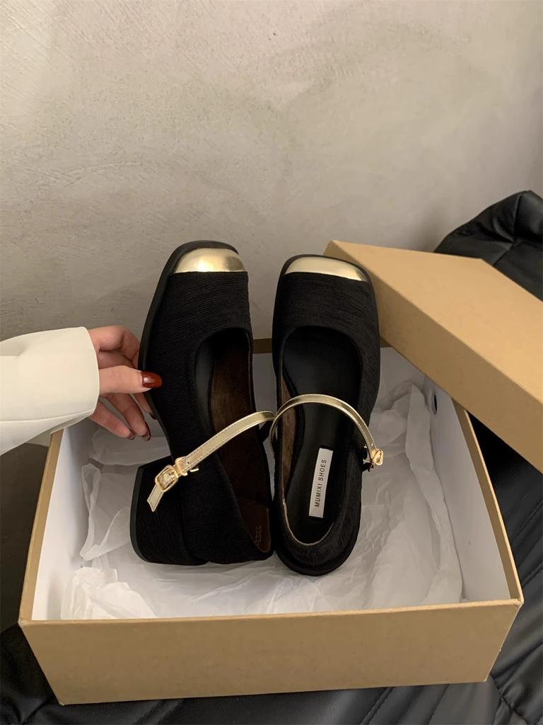 Туфли-лодочки на толстом каблуке женские, в стиле маленького французского ветра, с квадратным носком и неглубоким вырезом, на высоком каблуке, Мэри Джейн, фея, новые модели французской весны 2025 года