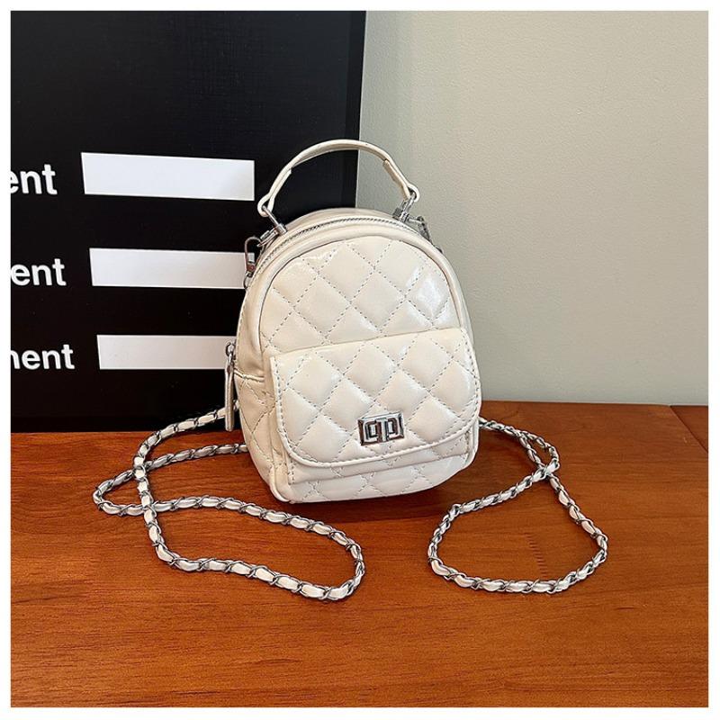 Rhombus Chain Messenger Bag Women's New Casual Multi-function High-end Double Shoulder Mini Backpack