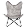 Folding Office & Home Stylish Gray Leather Butterfly Chair - Comfortable Arm Rest Relaxing Butterfly Chair - with Black Powder Coated Iron Stand