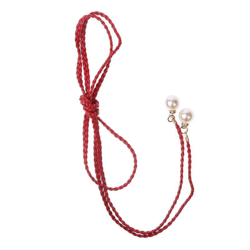 Ретро PU плетеный жемчужный пояс-цепочка на талию универсальный женский кожаный веревочный пояс на талию джинсы платья одежда аксессуары