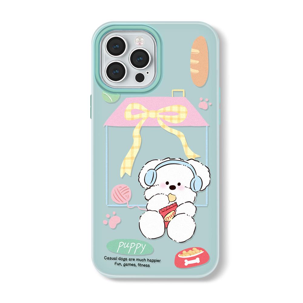 Мультяшный чехол Zhitai Jelly Skin для iPhone 16/15 Pro Max/14/13/12/X (женский)