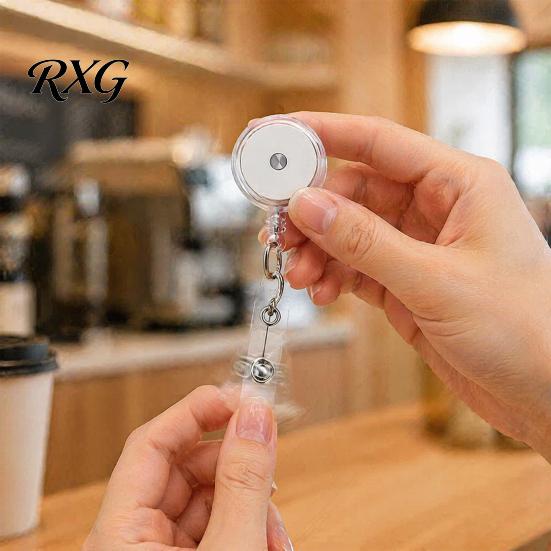 Вращающийся на 360 градусов крючок, выдвижной бейдж-катушка, прозрачный круглый держатель для удостоверения личности с надежным креплением, поворотный зажим для медсестер, студентов, учителей, офиса
