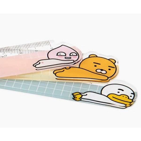 Kakao Friends Плоский пенал Modern st mini+линейка 15см 30р, Apeach (пенал), случайная доставка (линейка), 1 комплект, лучший персонаж Кореи