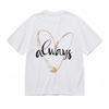 Women's Breathable Classic T-Shirt Shiny Heart and Script Font Art Tee Summer