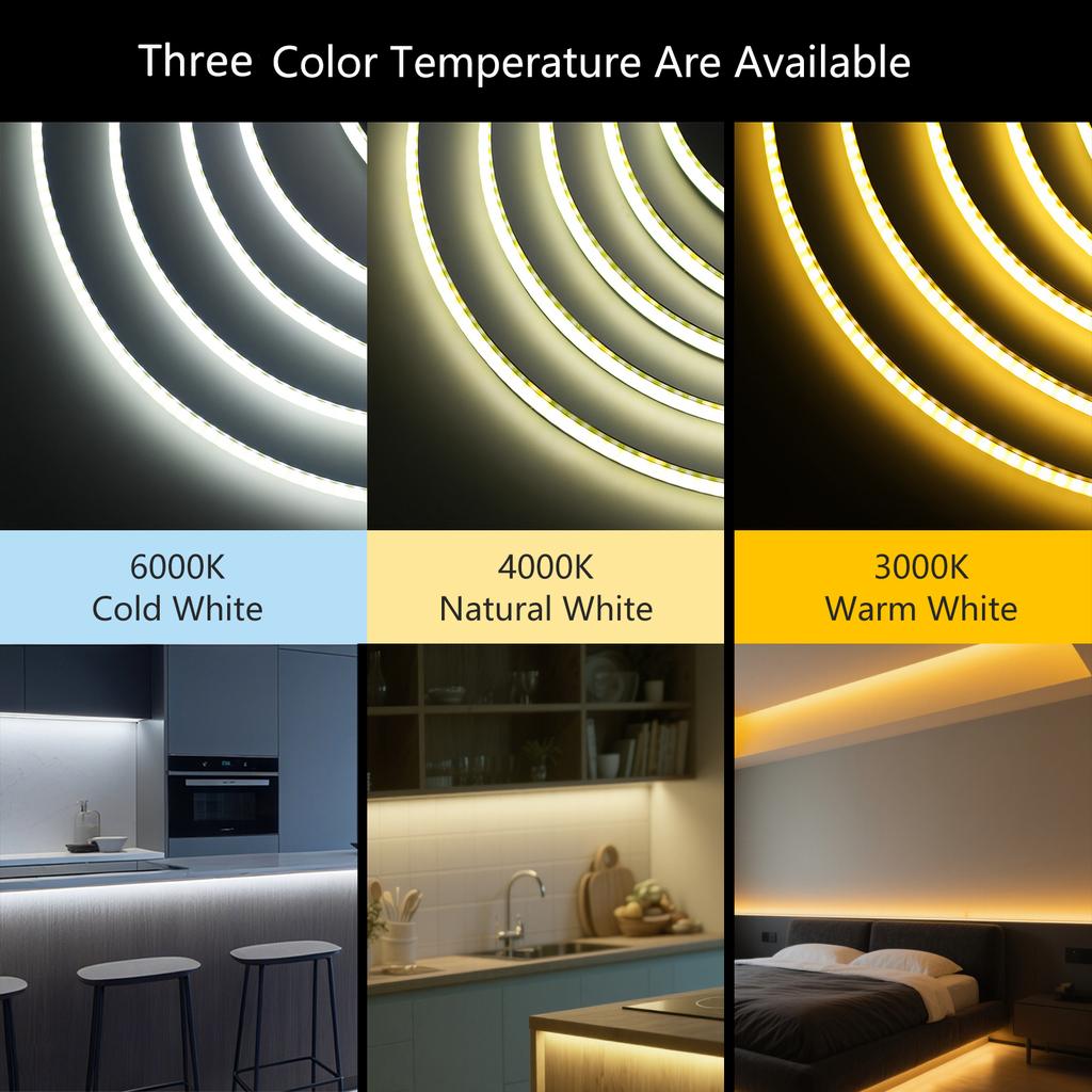 Super Bright COB LED Strip Light 8mm 320LEDs/M Flexible Led Ribbon Warm Nature Cool White Linear Dimmable 12V 24V 1M 5M 10M 20M