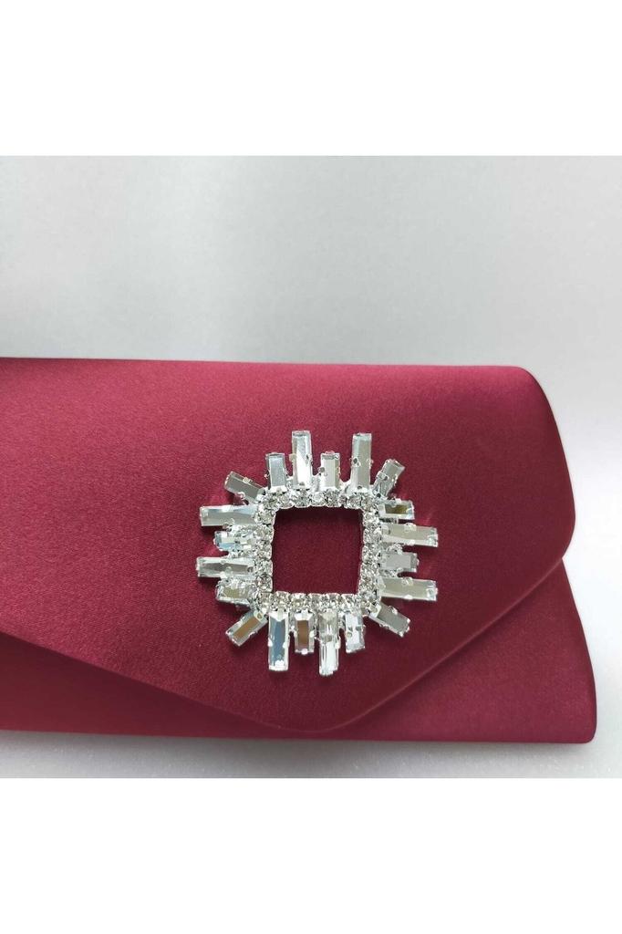 Women's Stylish and Useful Evening Dress Bag Shiny Beige Satin Stone Evening Dress Bag