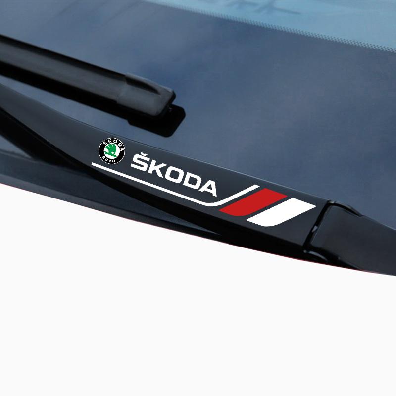 dclaq2 2pcs Car Crystal emblem Decals Car Window Wiper Stickers For Skoda Octavia a5 a4 Fabia Superb Rapid Mk3 Yeti Kodiaq