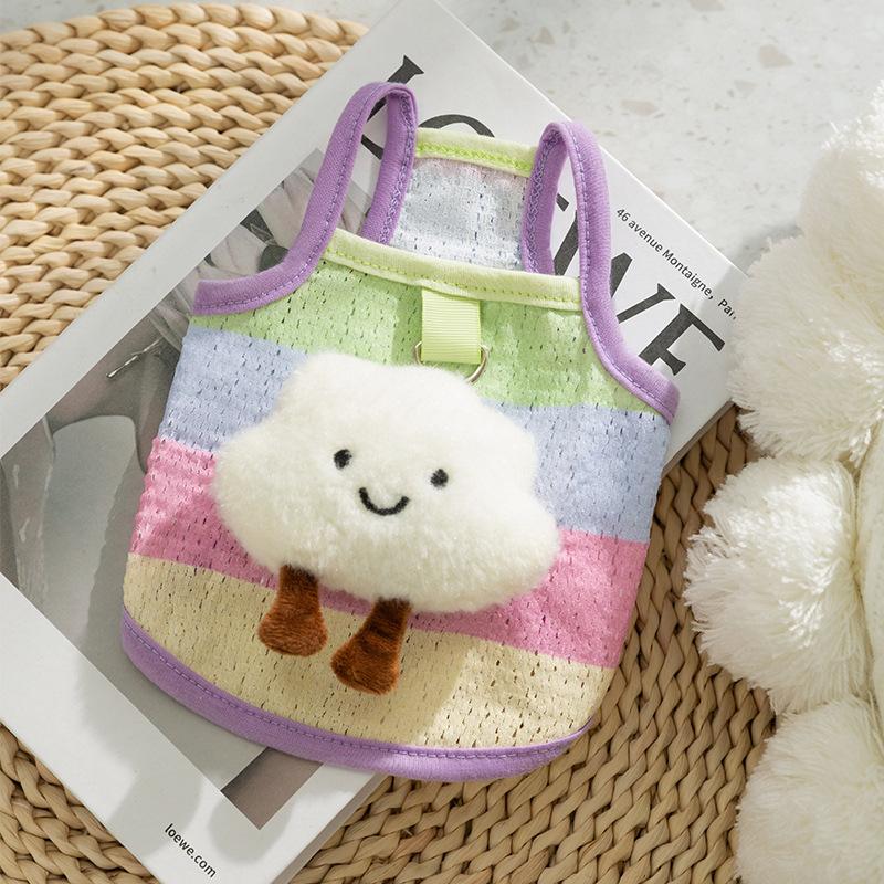 Летний жилет Four Seasons Striped Bear Vest Teddy Bigbear Universal Dog Clothing для маленьких и средних собак Pet Cat Clothing