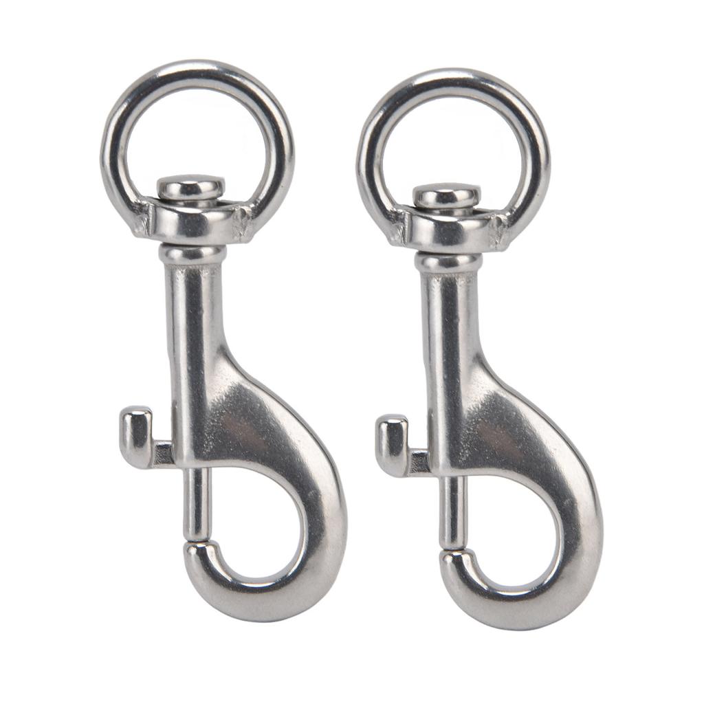 2Pcs Rotating Snap Hook Eye Bolt 316 Stainless Steel Marine Grade Single Ended Diving Clip 87mm