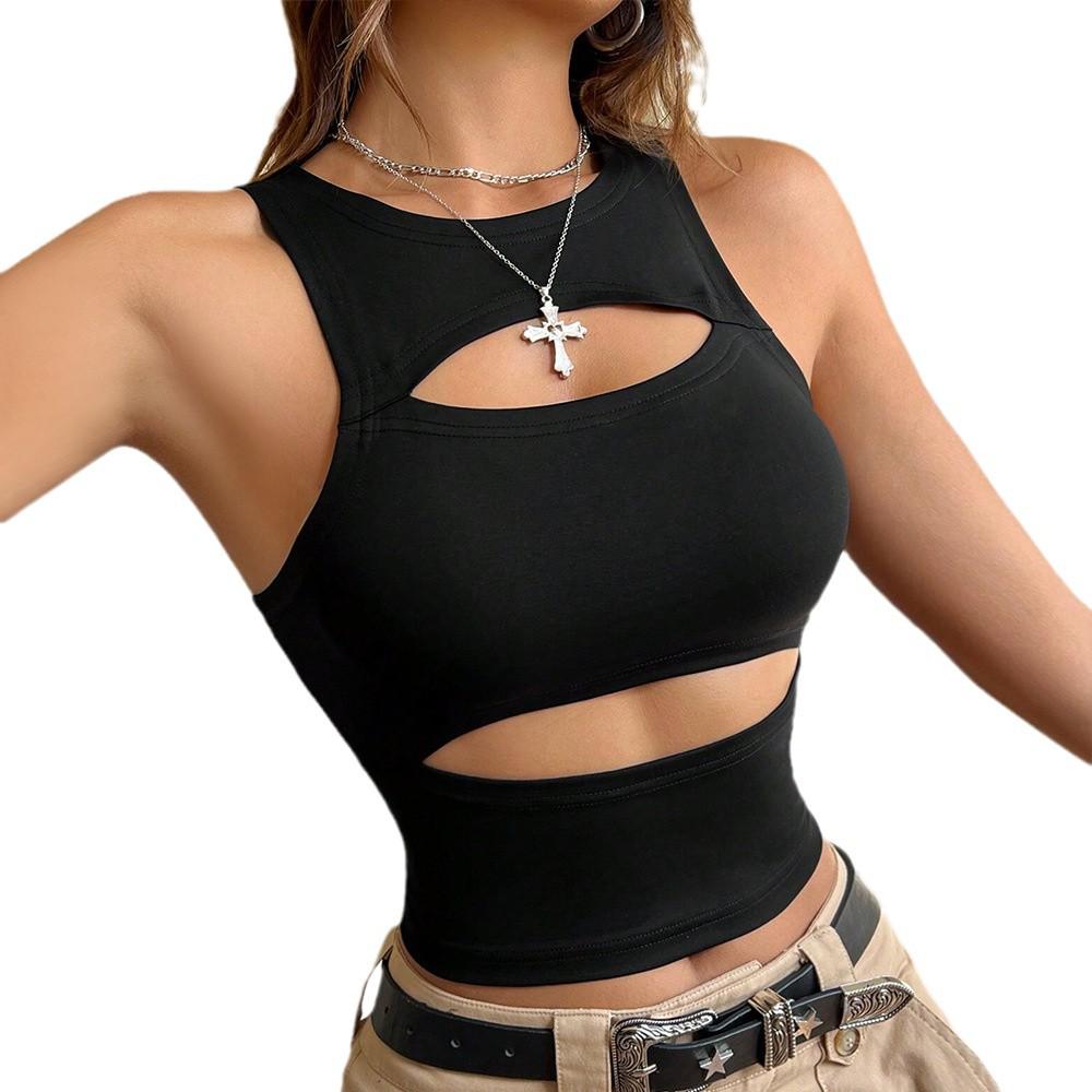 Women's Spring/Summer 2025 Street Style Sleeveless Hollow-Out Vest Top