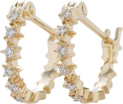 Sowi Stardust Hoop Серьги Золотые K18 18K Gold Аксессуары Изящные Ювелирные Изделия Подарок Подарок (Желтый / Бриллиантовый) (Камень/звезда апреля) 302E0084-1