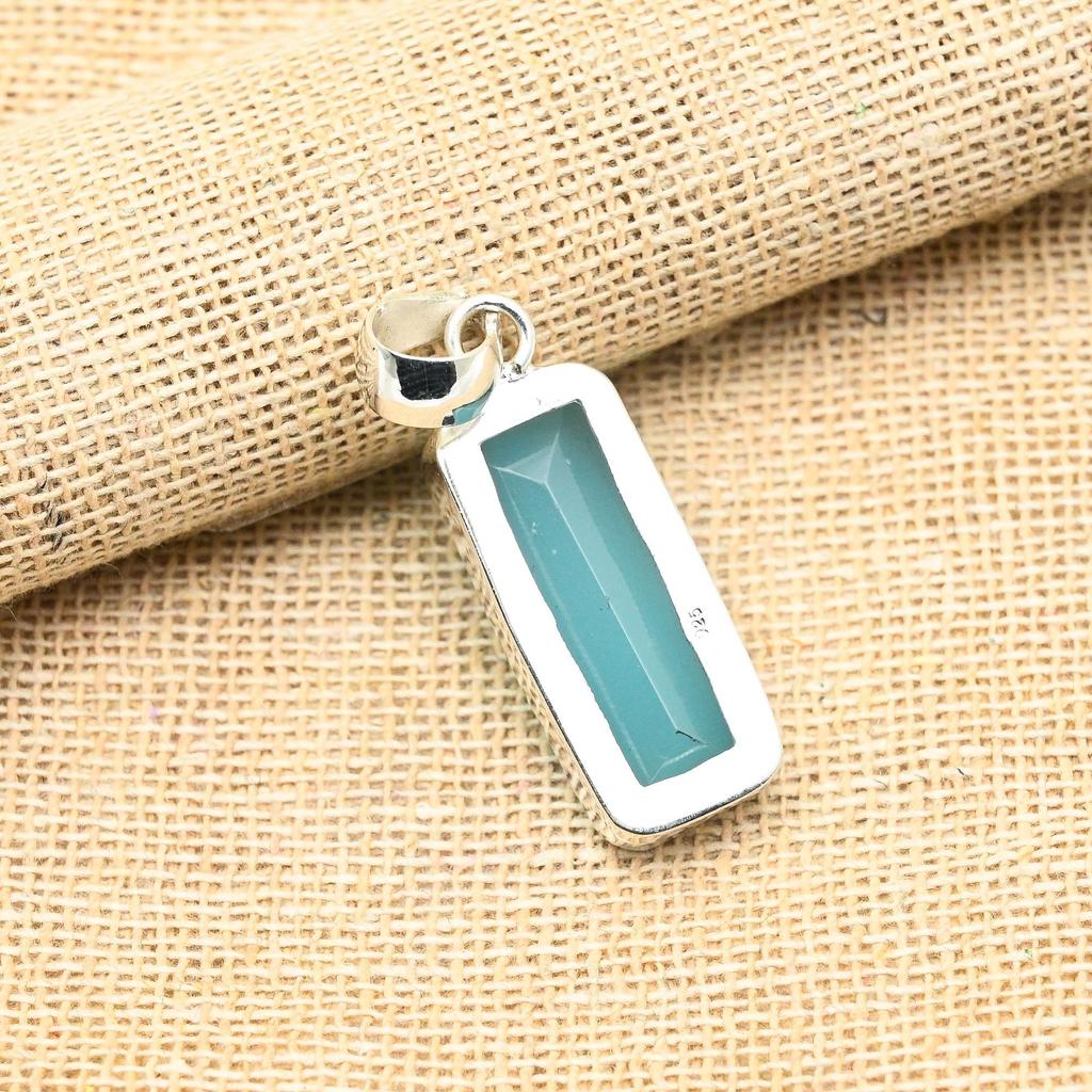 Ювелирный кулон ручной работы из стерлингового серебра 925 пробы с синим халцедоном для нее