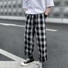 Мужские брюки в клетку Streetwear Широкие с эластичной талией Свободные Спортивные брюки для осени