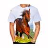 Summer Round Neck 3D Horse Pattern Print Top Fashionable Casual Short Sleeved Men's T-shirts