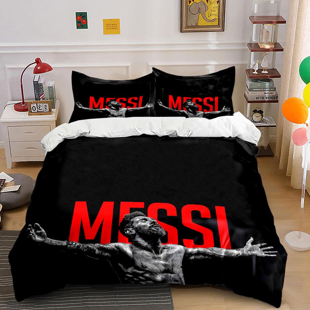 Red "Messi" text, portrait. Bedding sets Duvet cover sets Duvet covers Pillowcases(1 * Duvet Cover 2 * Pillowcases, without duvet insert)
