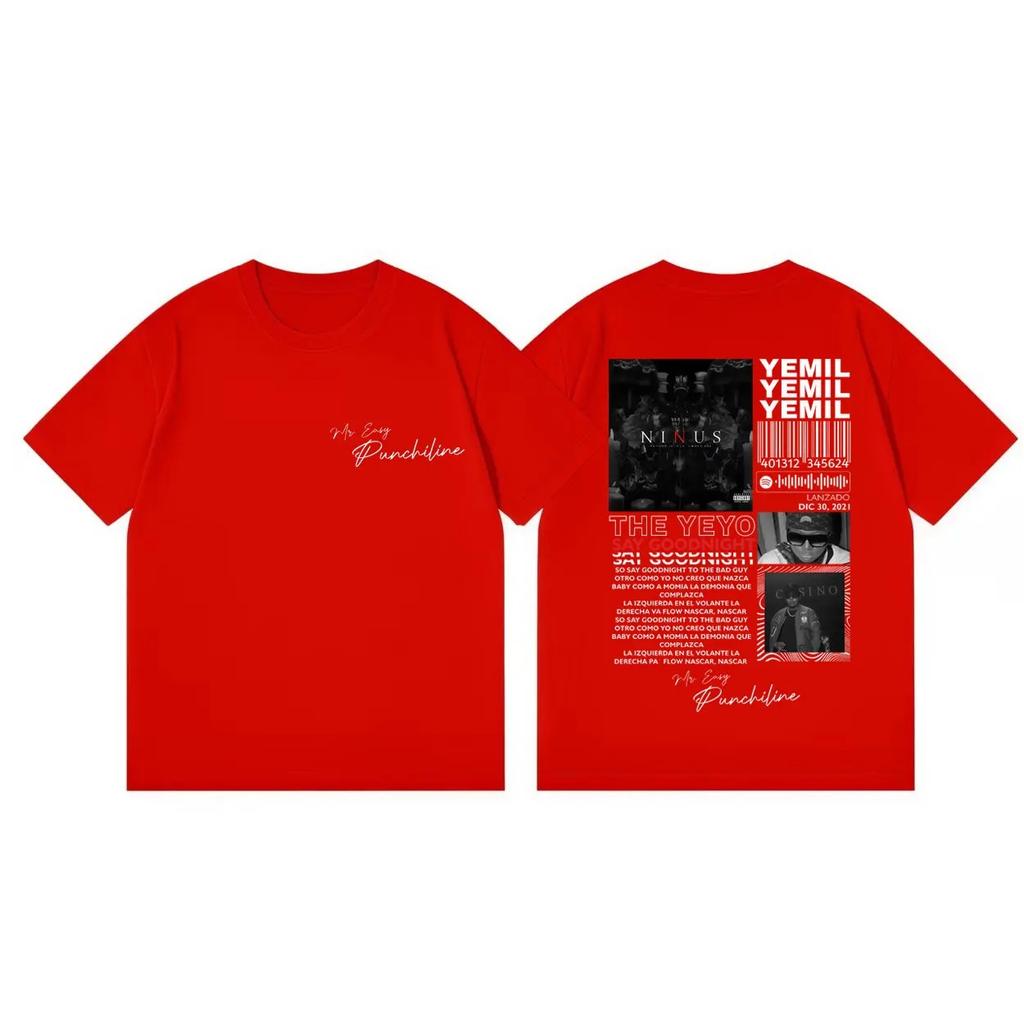High Quality Cotton Oversized T Shirt Rapper Yemil Album Merch T-shirts Unisex Women Fashion Hip Hop Vintage Short Sleeve T-shirt