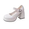 Fashion Women's Fashion Chunky Heel Mary Jane Shoes Spring New Round Head Shallow Mouth Line with Anti-slip Wear-resistant Shoes
