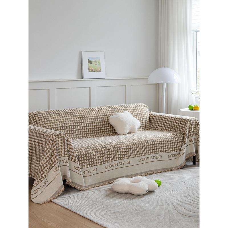 Nordic Chenille Sofa Cushion Fabric Four Seasons Universal Seat Cushions Non-Slip Simple Modern Sofa Towel Houndstooth Cover Towel
