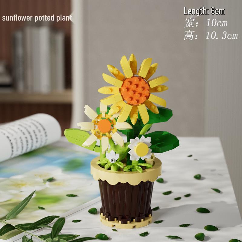 Compatible Music Flower Box: Secret Language Building Blocks, Preserved Flower Bouquet, Handmade Ornament, New Year Gift.