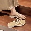 French flat-bottomed set of toe cool slippers women's shoes summer wear new summer soft-soled popular half-drag sandals