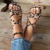Женские сандалии-шлепанцы с леопардовым принтом - Стильные плетеные ремешки, эластичные, нескользящие, летняя пляжная обувь с подошвой из ТПР, повседневный дизайн с открытым носком для повседневной носки,