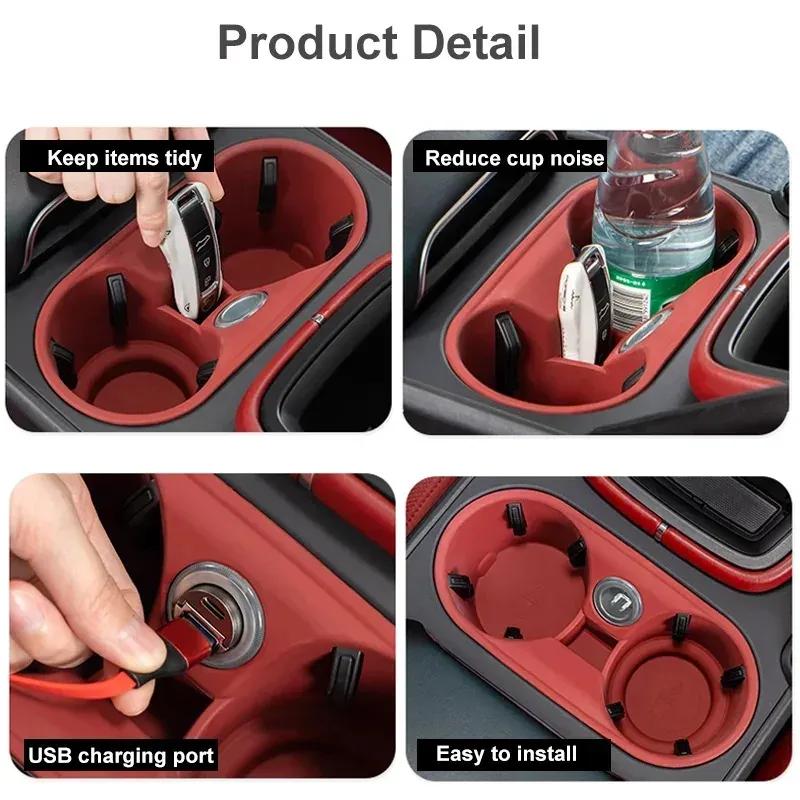 Silicone Cup Holder Coasters ert for Porsche Cayenne Macan Center Console Anti-Slip Drink Mat Auto Accessories