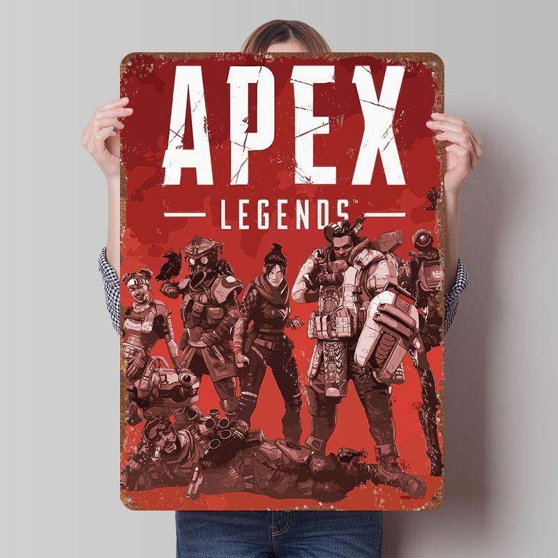 Apex Legends Game Tin Plaque Poster Customized Wall Art Retro Vintage Metal Signs for Man Cave Room Decoration Gaming Wand Deko