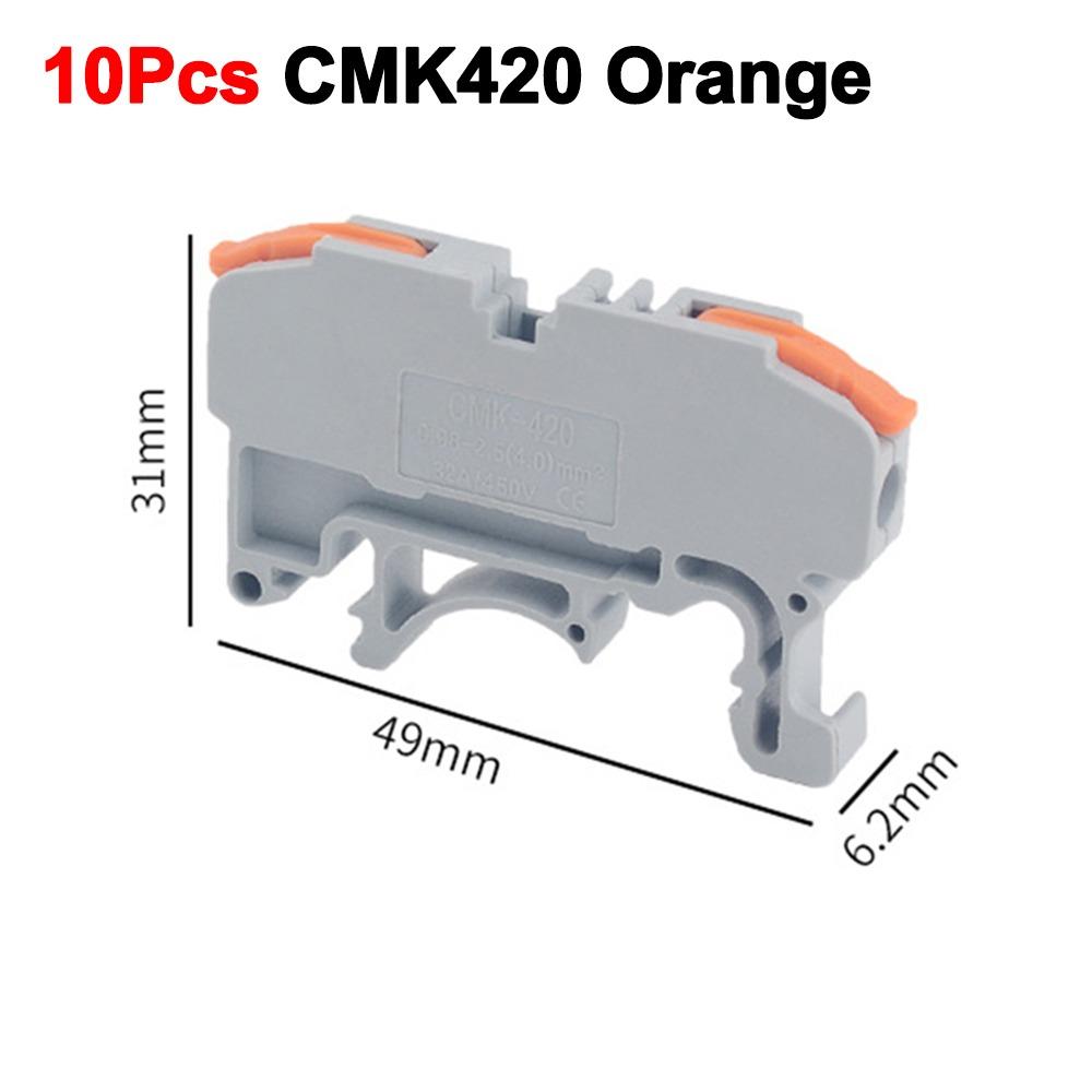 10Pcs 4mm2 11AWG Din Rail Terminal Block 450V 32A Quick Splice Hub for Electronics Wiring