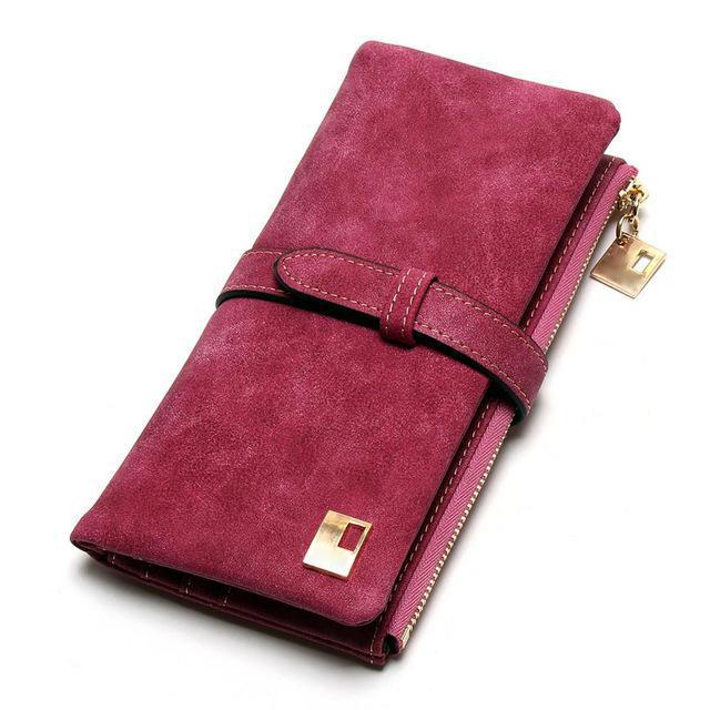 Yogodlns Fashion Women Wallets Nubuck Leather Zipper Wallet Women's Long Design Purse