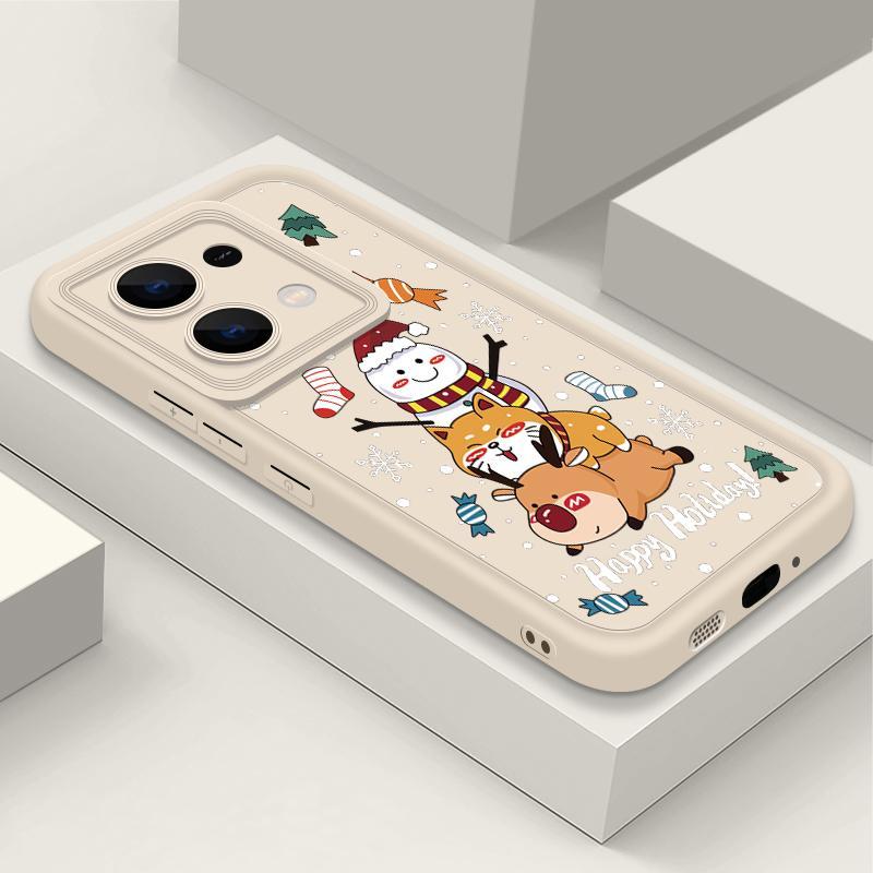 Чехол для телефона Merry Christmas Snowman Elk Print для Xiaomi 13T Pro 11T Poco F6 X6 Redmi Note 13 12 11 Pro 10, мягкий матовый противоударный защитный чехол из ТПУ