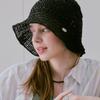 Slowslowly No.215 / Lily Metallic Crochet Wide Bucket Hat _ Black