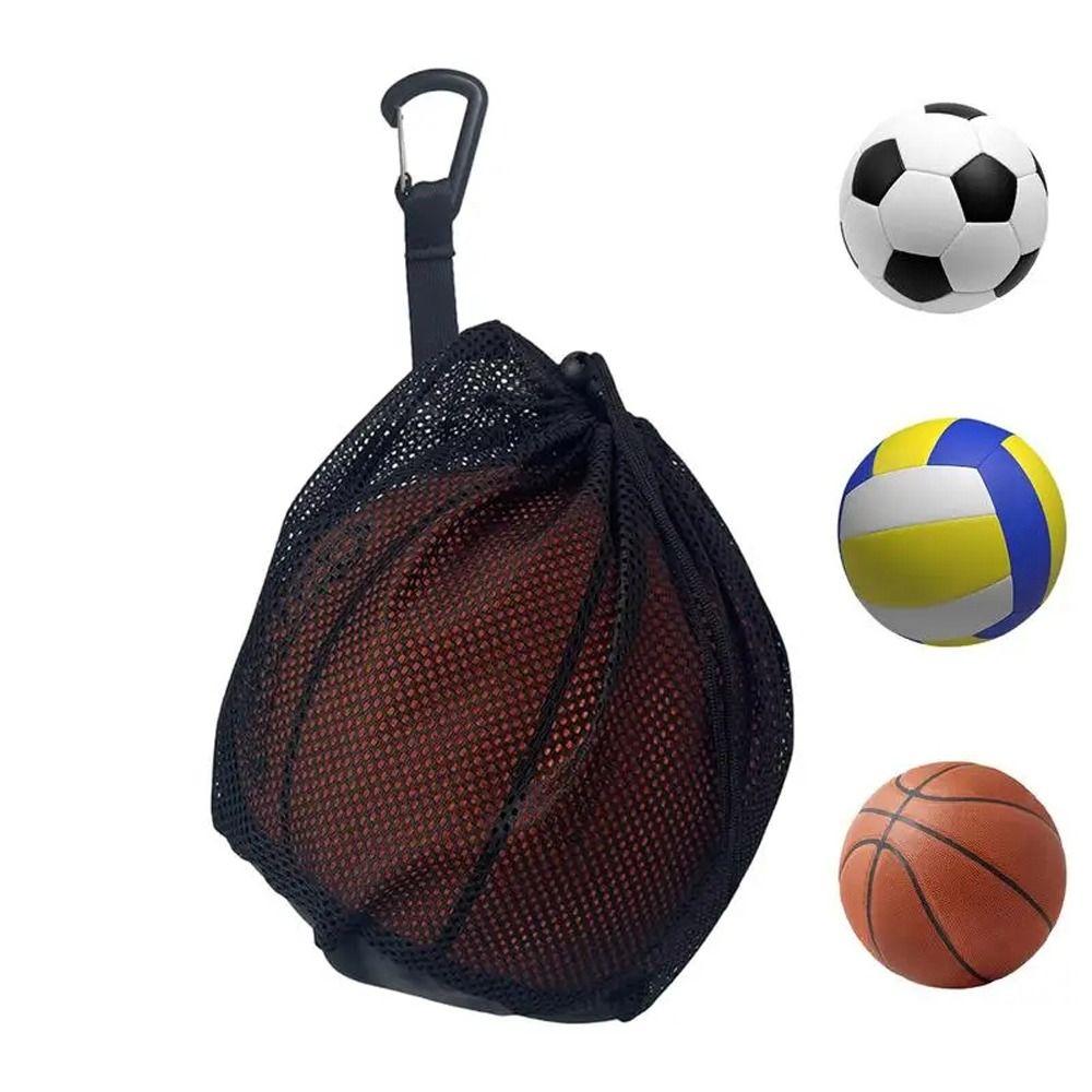 Drawstring Ball Mesh Bag Clip On Single Ball Bag Basketball Storage Bag  for Backpack