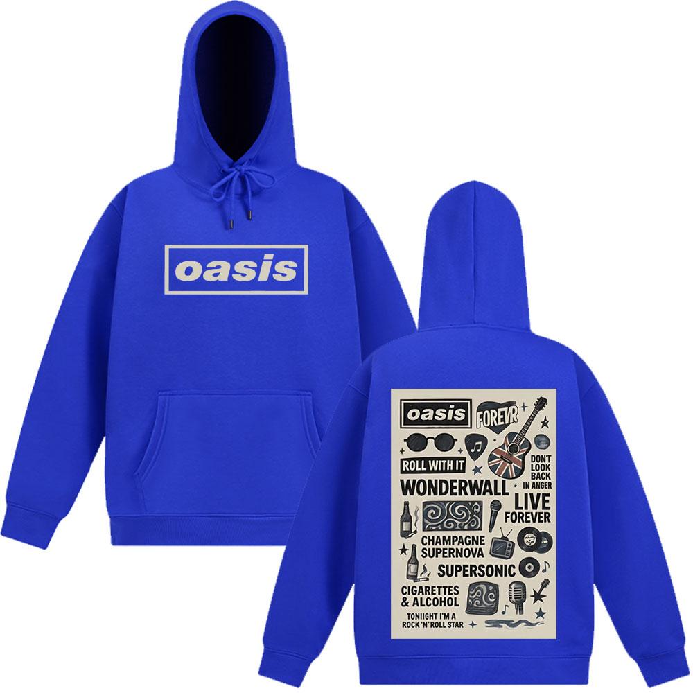 O-Oasis Британская рок-группа Графическое худи мужское женское Хип-хоп Повседневный пуловер с длинным рукавом Высококачественный флисовый свитшот топ