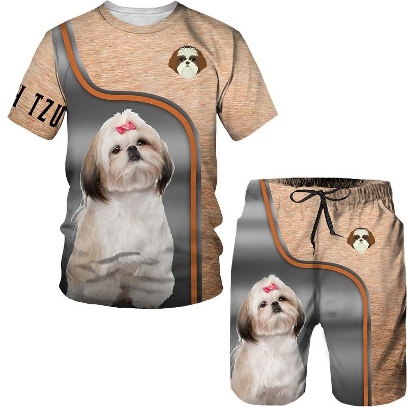 Летняя футболка с 3D принтом собак, мужской спортивный костюм, футболка, шорты, мужская одежда с рисунком хаски, футболки/костюмы с круглым вырезом