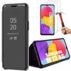 Case for Samsung Galaxy M13 + 2 Tempered Glasses, Mirror Effect Case Full Protection Black