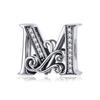 Bamoer Authentic 925 Sterling Silver Vintage Letter A To Z Zircon Bead Charms Fit Original Charm Bracelets DIY Jewelry