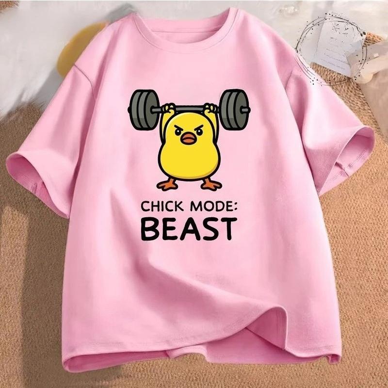 Fun Womens Fitness Tshirts Humorous Duck Tshirts Cute Chick Weightlifting Tops Womens Fitness Tshirts Clothing Tops Y2K